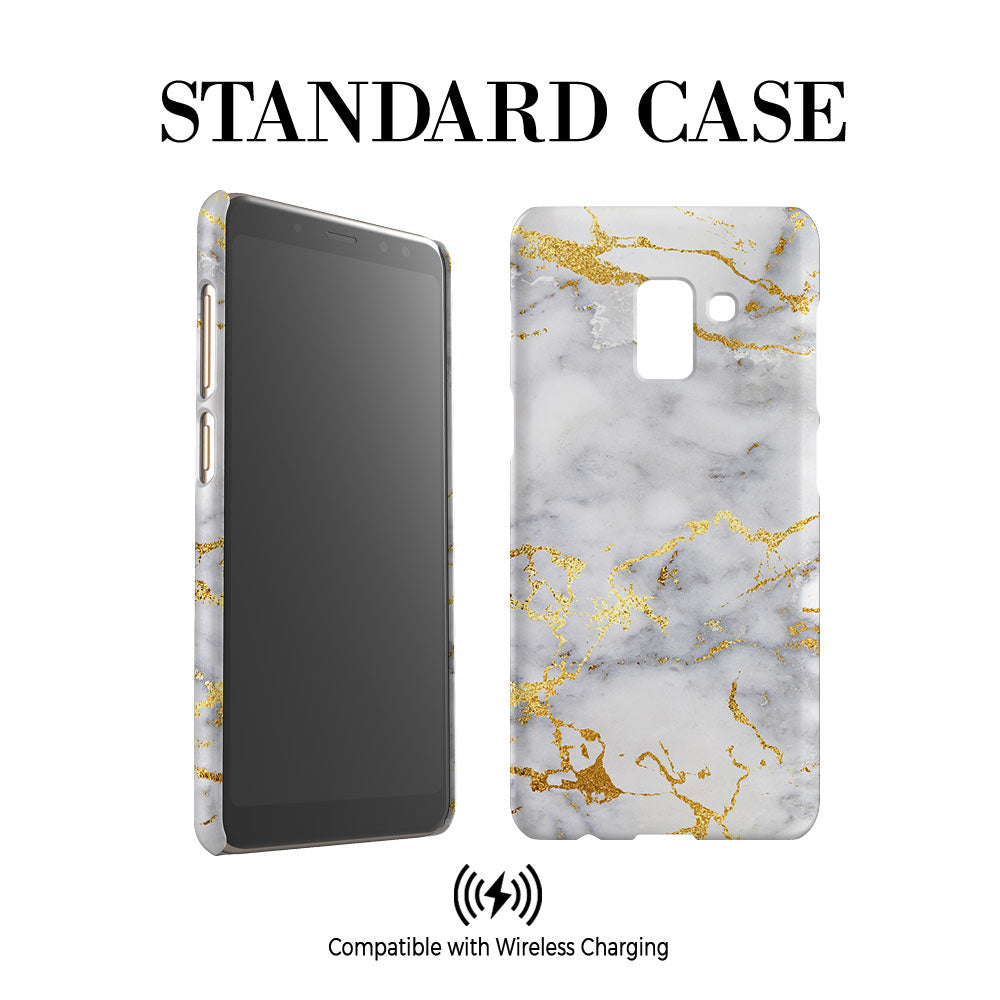 Personalised White x Gold Streaks Marble Initials Samsung Galaxy A8 Case