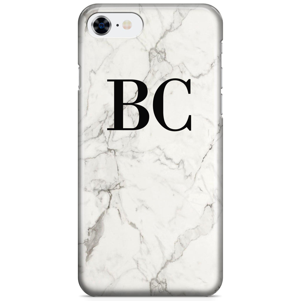 Personalised White Calacatta Marble Initials iPhone SE Case