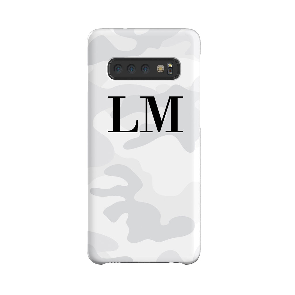 Personalised White Camouflage Initials Samsung Galaxy S10 Plus Case