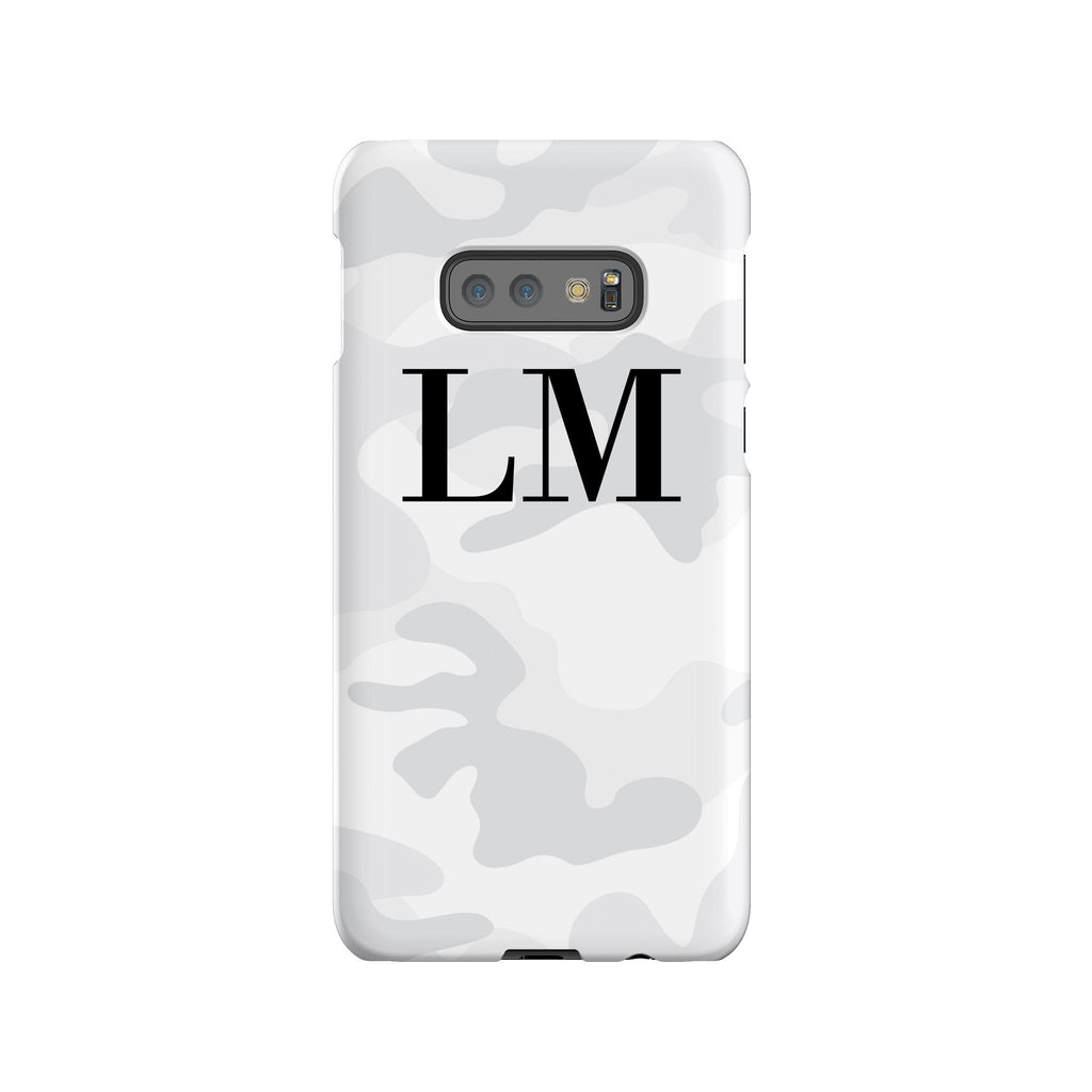 Personalised White Camouflage Initials Samsung Galaxy S10e Case