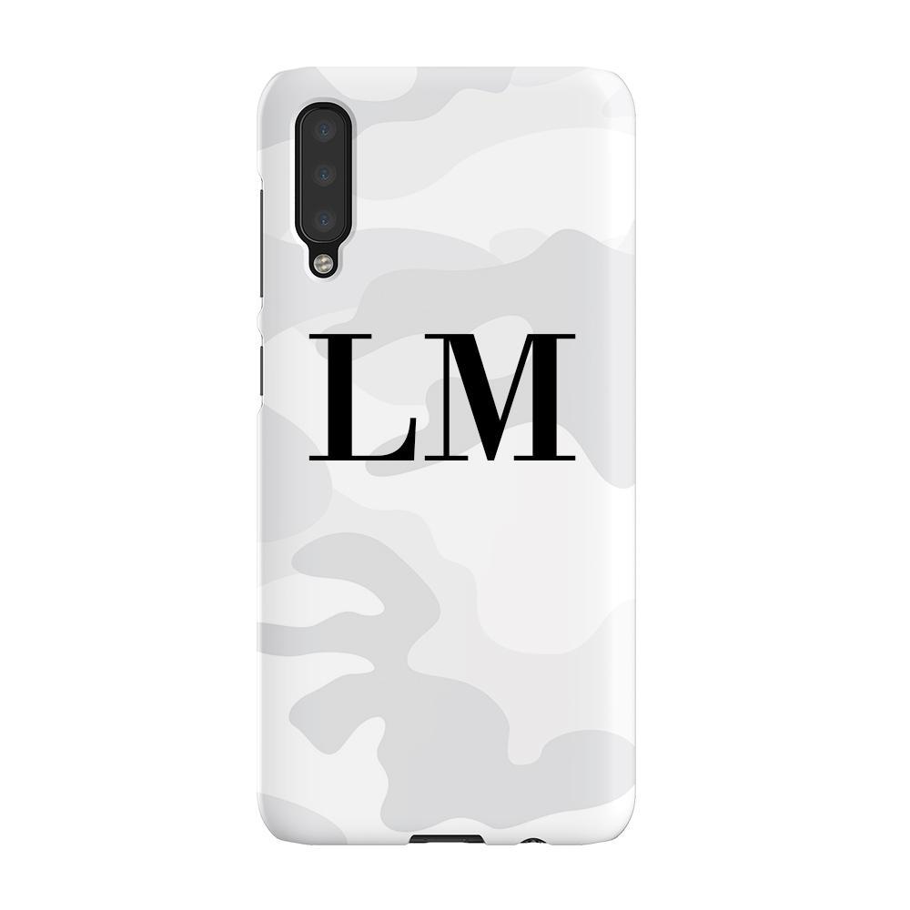 Personalised White Camouflage Initials Samsung Galaxy A50 Case