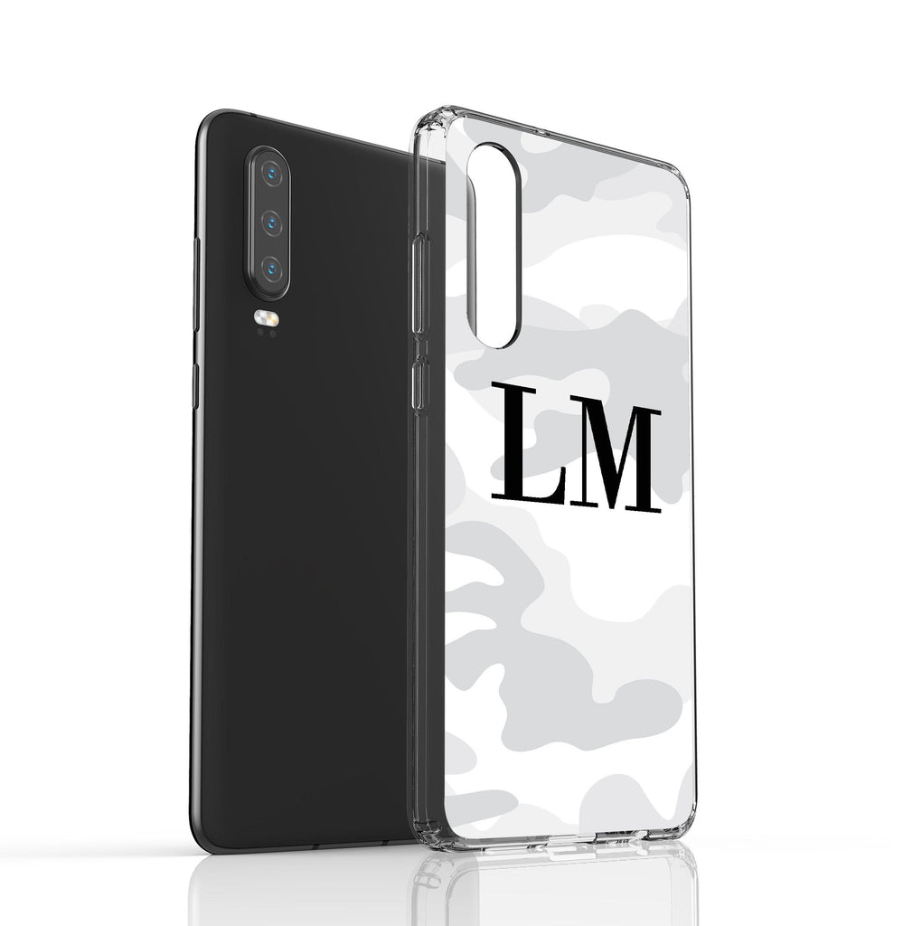 Personalised White Camouflage Initials Huawei P30 Case
