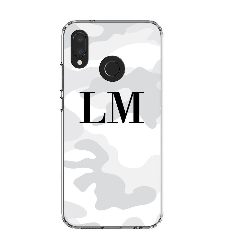 Personalised White Camouflage Initials Huawei P20 Lite Case