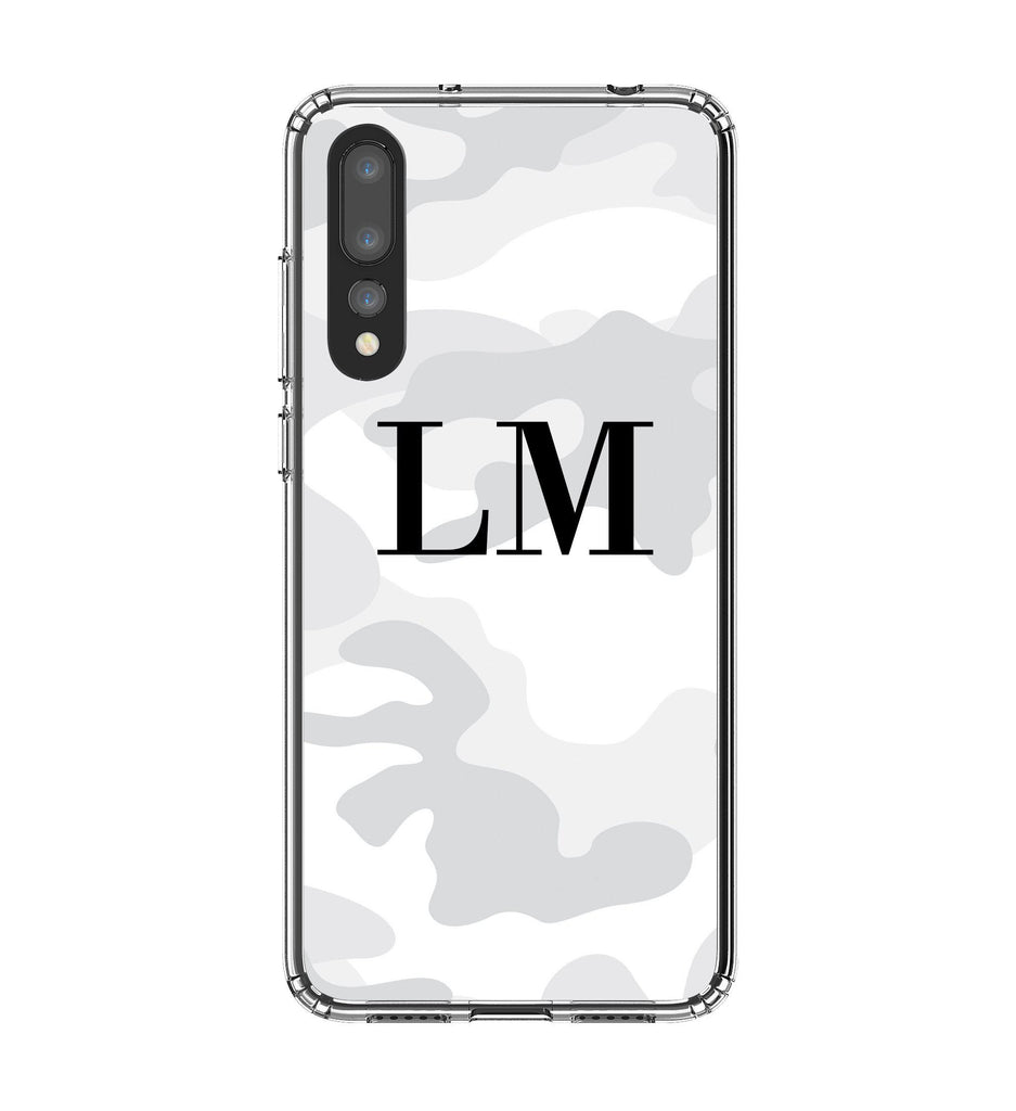 Personalised White Camouflage Initials Huawei P20 Pro Case