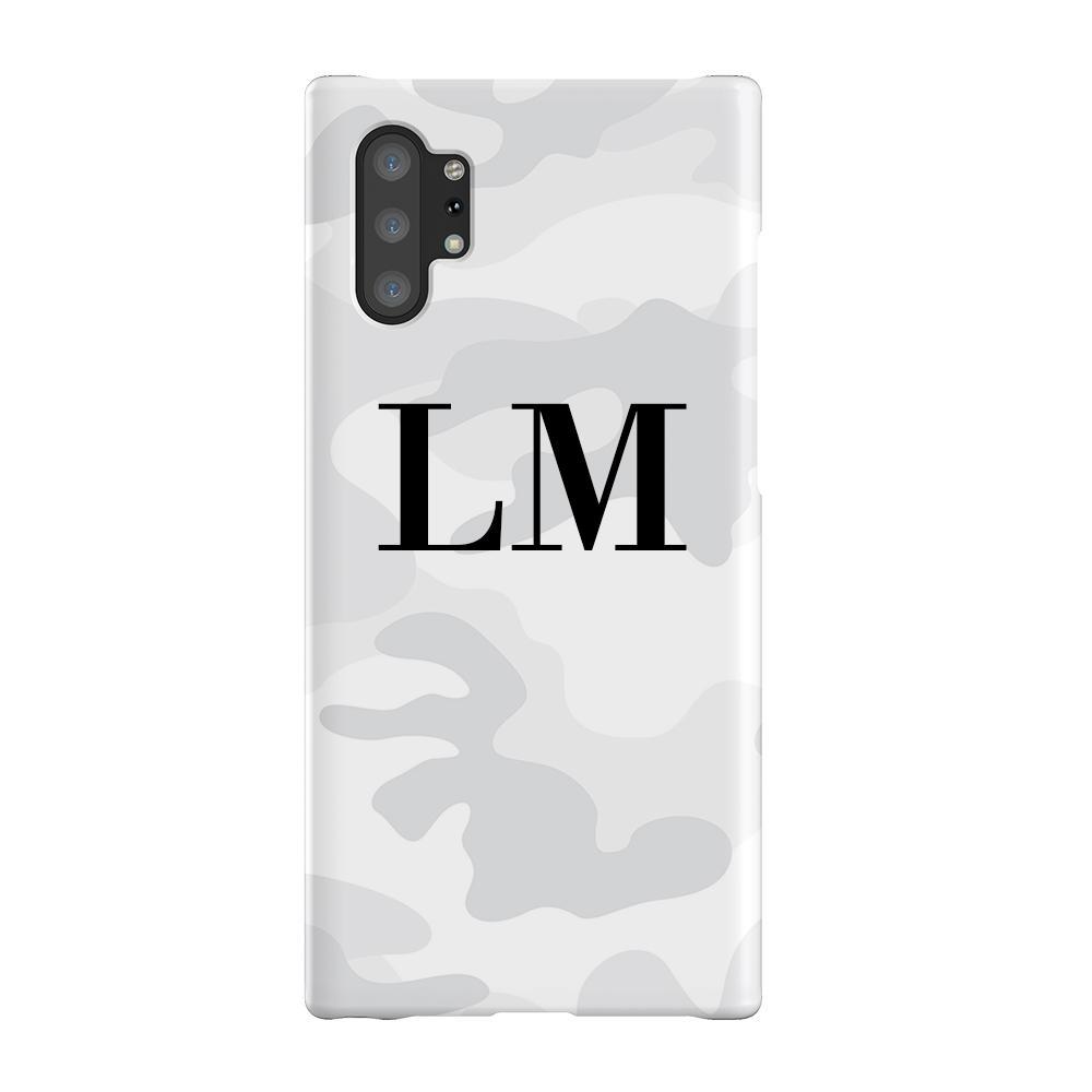 Personalised White Camouflage Initials Samsung Galaxy Note 10+ Case