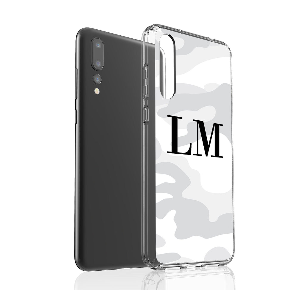 Personalised White Camouflage Initials Huawei P20 Pro Case