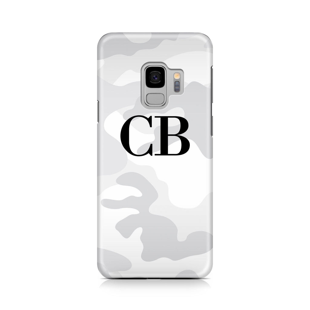 Personalised White Camouflage Initials Samsung Galaxy S9 Case