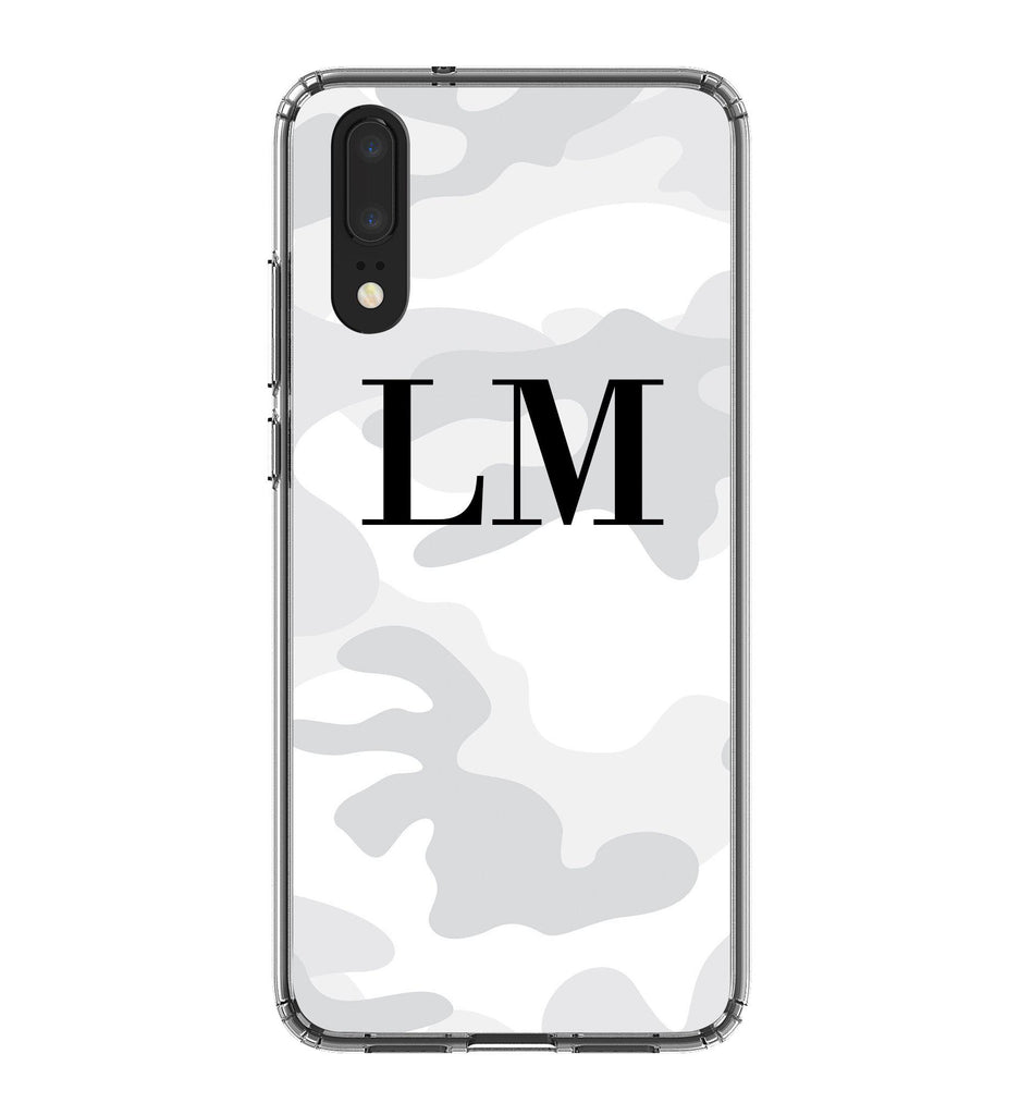 Personalised White Camouflage Initials Huawei P20 Case