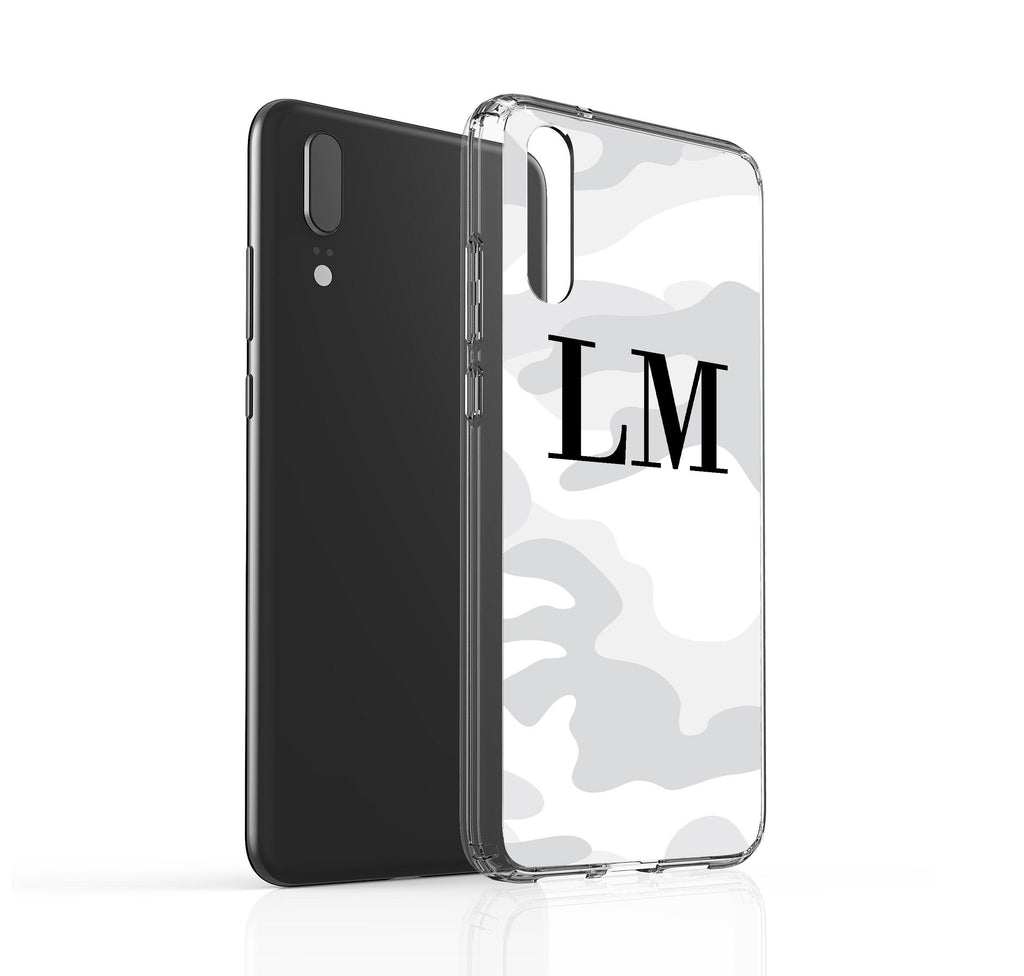 Personalised White Camouflage Initials Huawei P20 Case