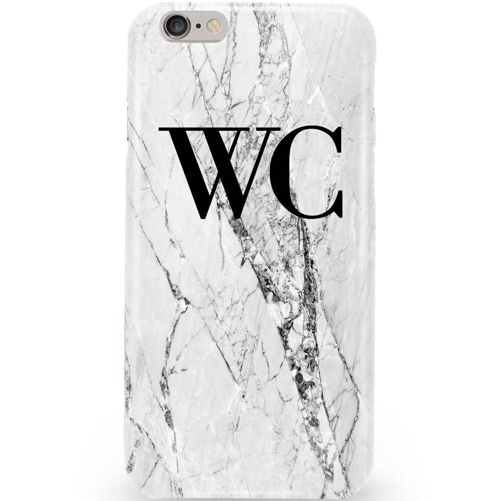 Personalised Cracked White Marble Initials iPhone 6/6s Case
