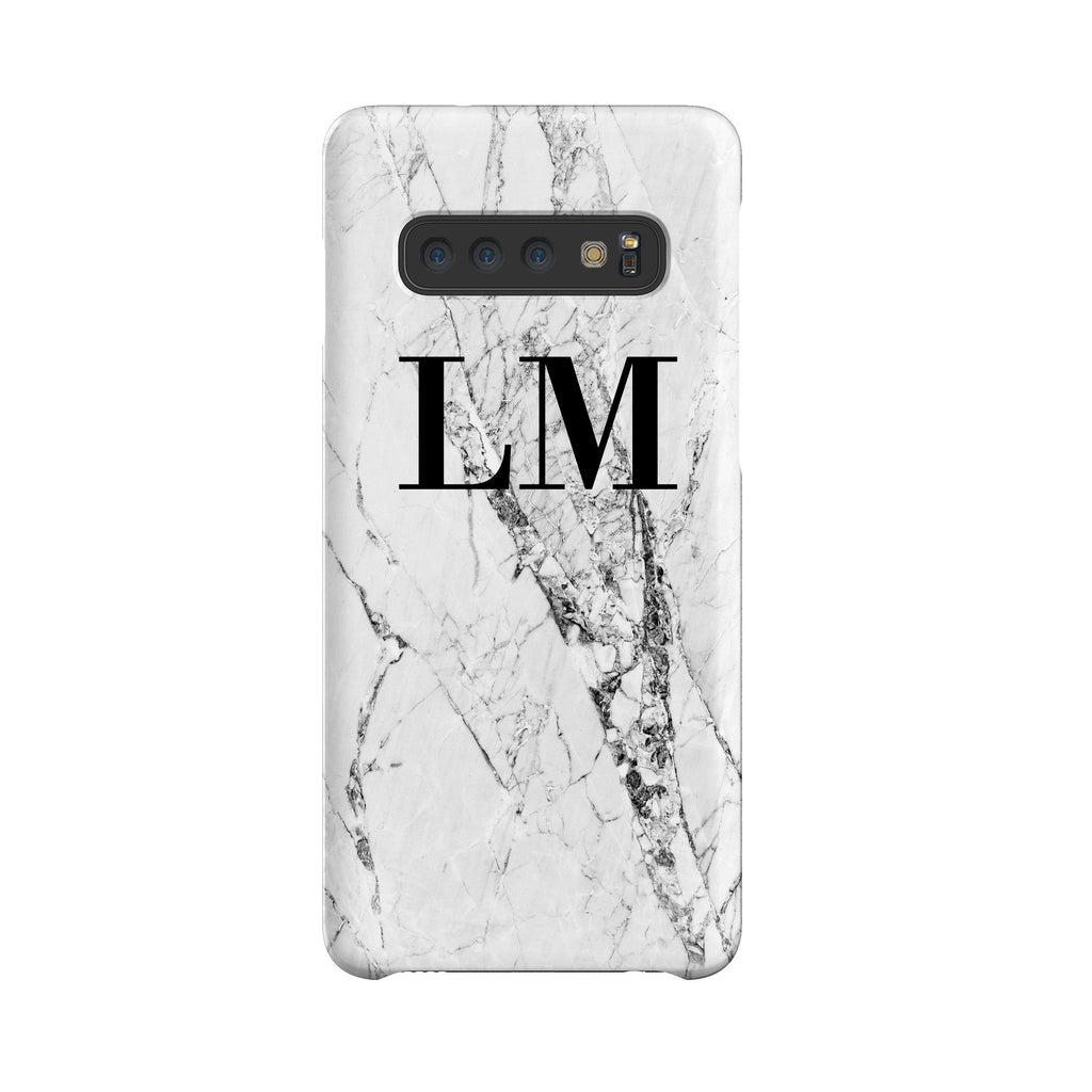 Personalised Cracked White Marble Initials Samsung Galaxy S10 Case