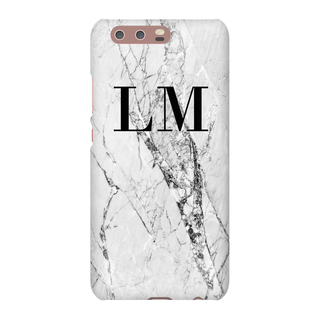 Personalised Cracked White Marble Initials Huawei P10 Case