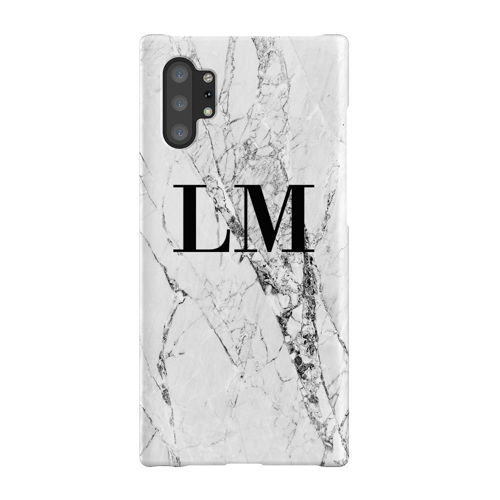 Personalised Cracked White Marble Initials Samsung Galaxy Note 10+ Case