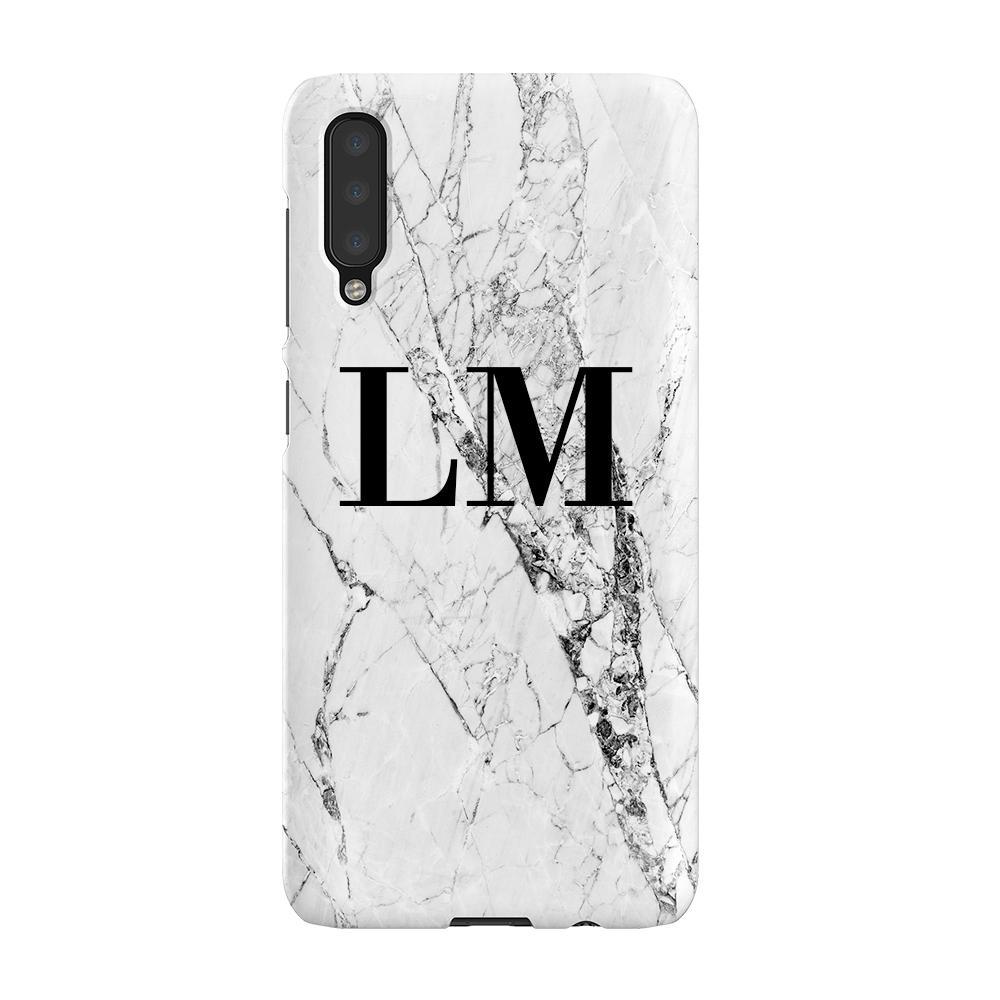 Personalised Cracked White Marble Initials Samsung Galaxy A50 Case