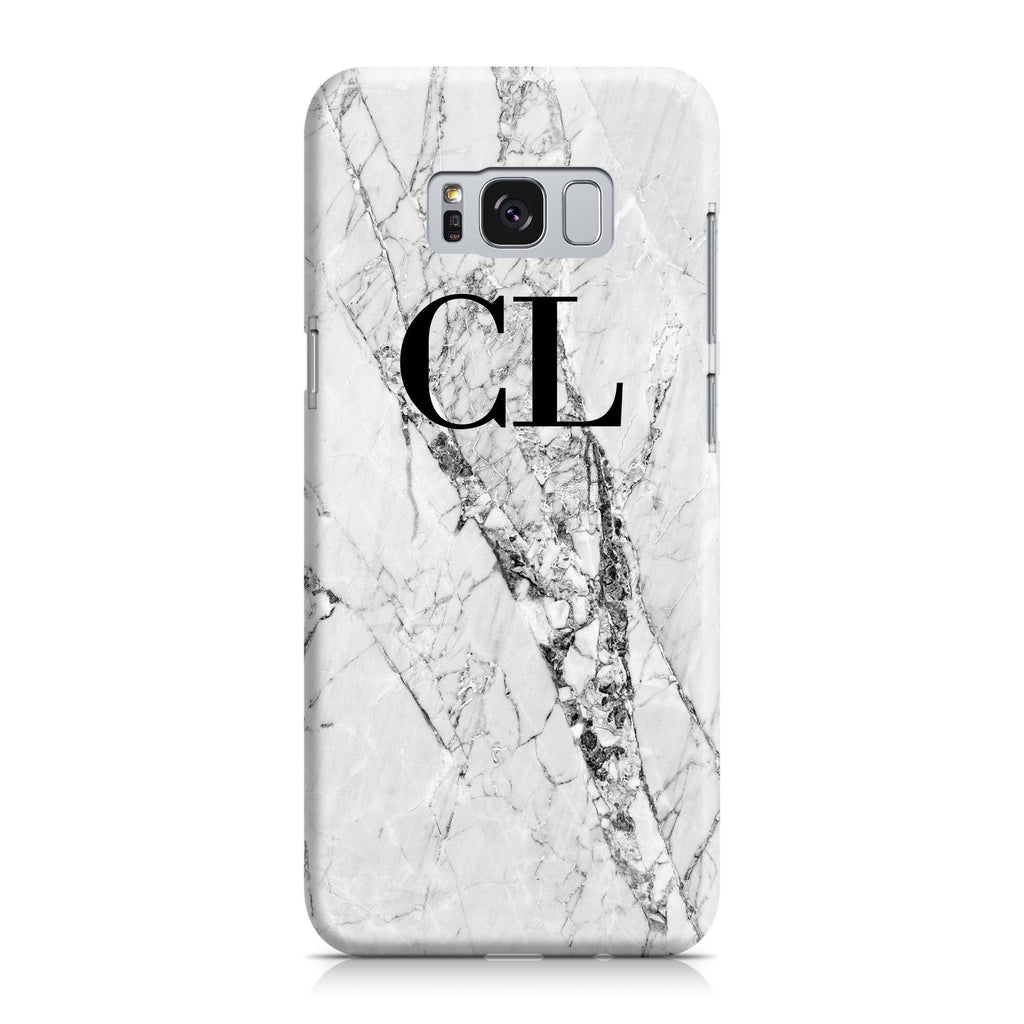 Personalised Cracked White Marble Initials Samsung Galaxy S8 Case