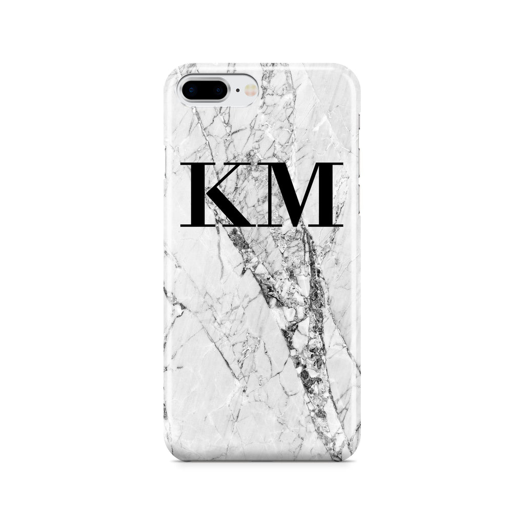 Personalised Cracked White Marble Initials iPhone 7 Plus Case