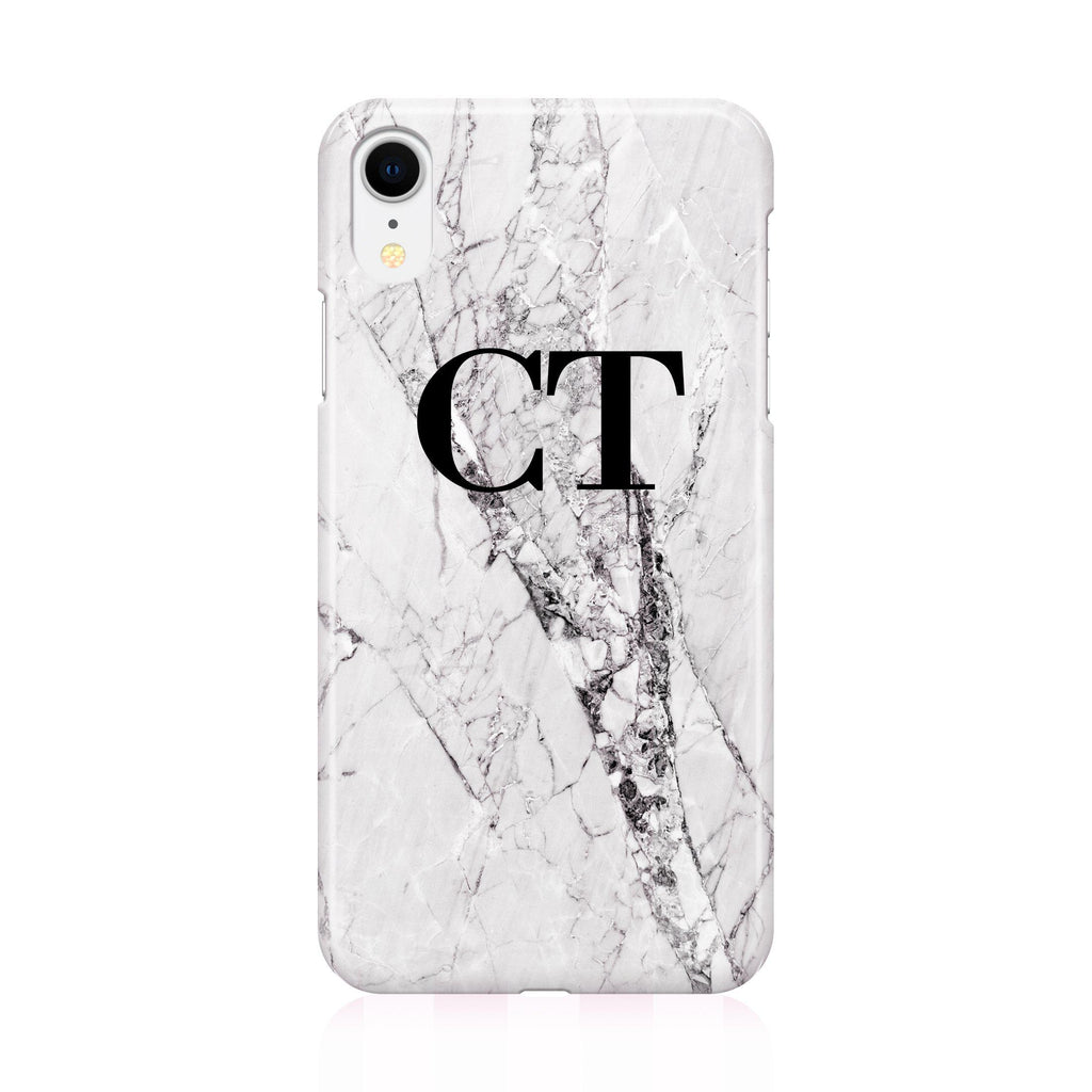 Personalised Cracked White Marble Initials iPhone XR Case