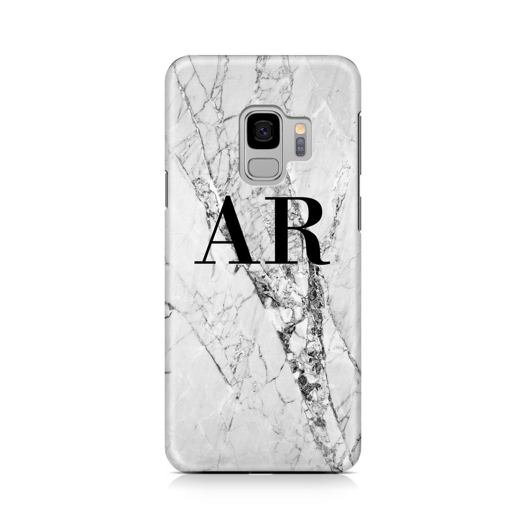 Personalised Cracked White Marble Initials Samsung Galaxy S9 Case