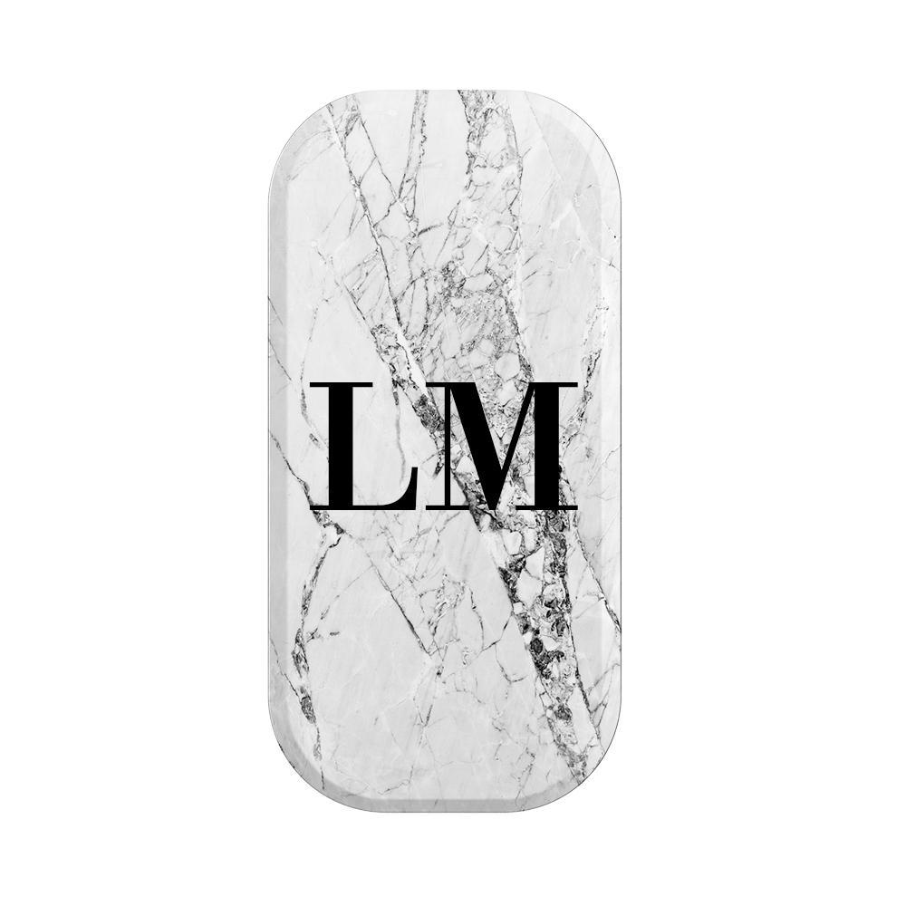 Personalised Cracked White Marble Initials Clickit Phone grip