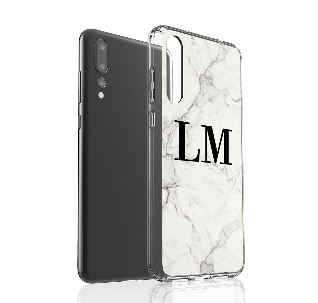 Personalised White Calacatta Marble Initials Huawei P20 Pro Case