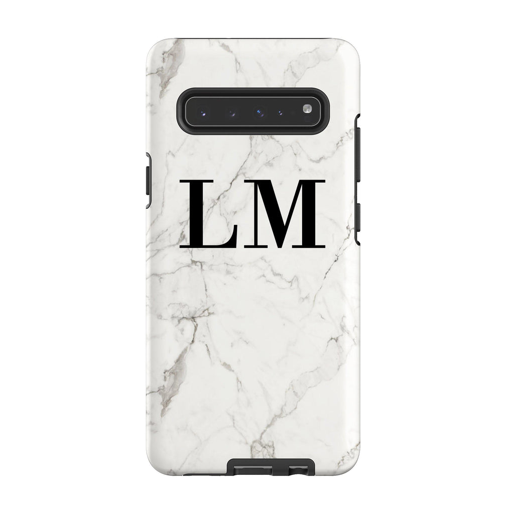 Personalised White Calacatta Marble Initials Samsung Galaxy S10 5G Case