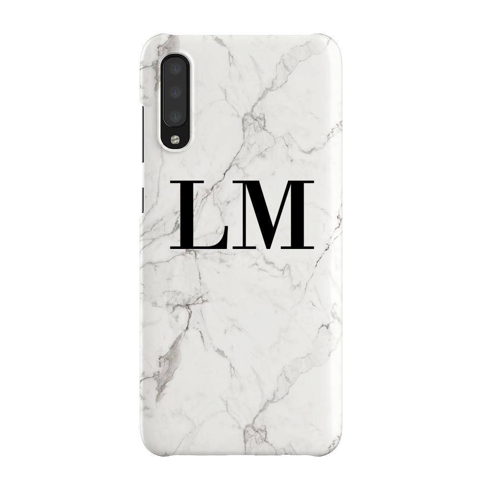 Personalised White Calacatta Marble Initials Samsung Galaxy A70 Case