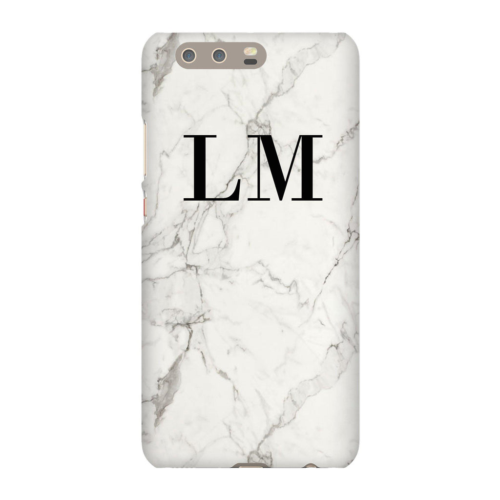 Personalised White Calacatta Marble Initials Huawei P10 Plus Case