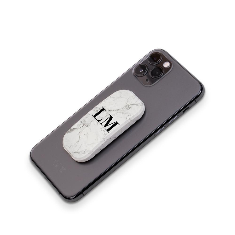 Personalised White Calacatta Marble Initials Clickit Phone grip