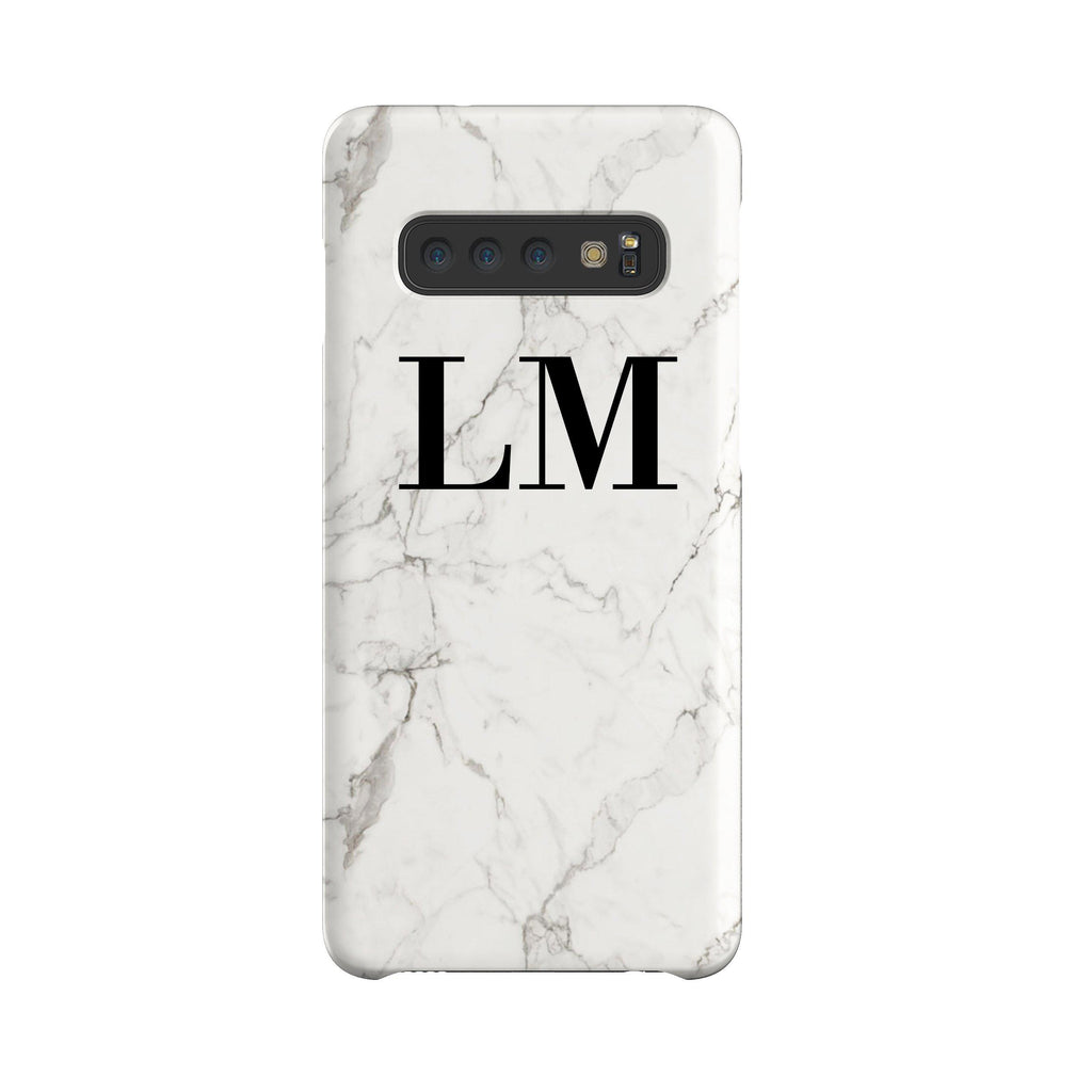 Personalised White Calacatta Marble Initials Samsung Galaxy S10 Case