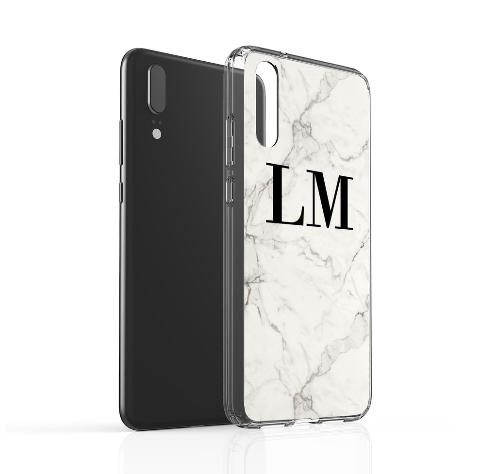 Personalised White Calacatta Marble Initials Huawei P20 Case