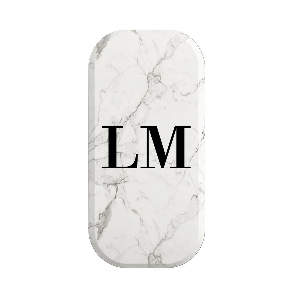 Personalised White Calacatta Marble Initials Clickit Phone grip