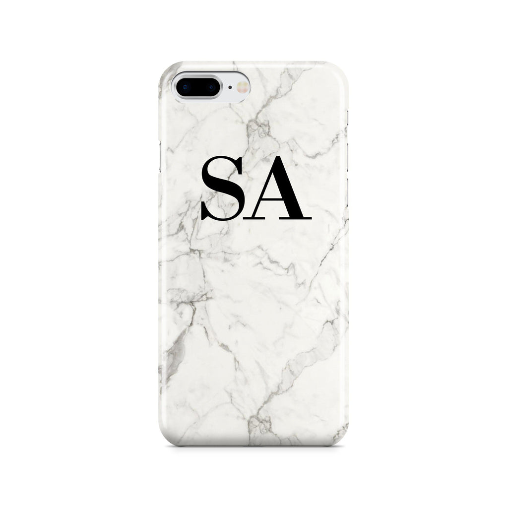 Personalised White Calacatta Marble Initials iPhone 7 Plus Case