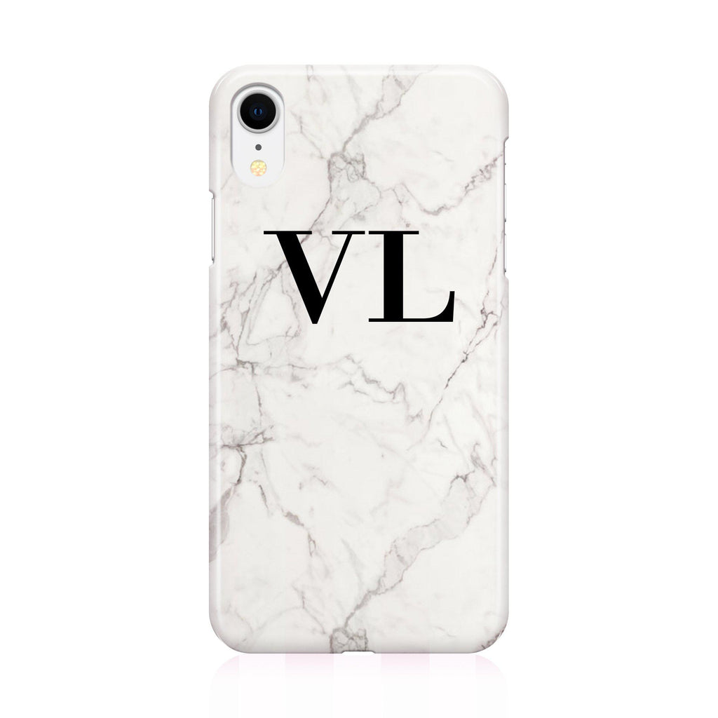 Personalised White Calacatta Marble Initials iPhone XR Case