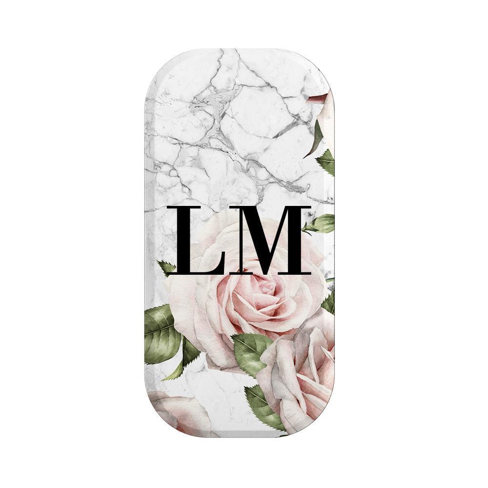 Personalised White Floral Marble Initials Clickit Phone grip