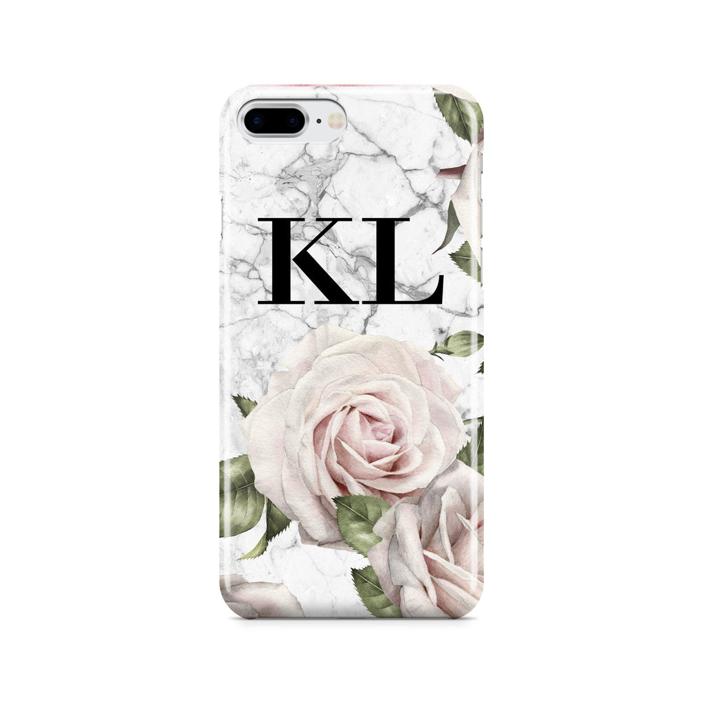 Personalised White Floral Marble Initials iPhone 7 Plus Case