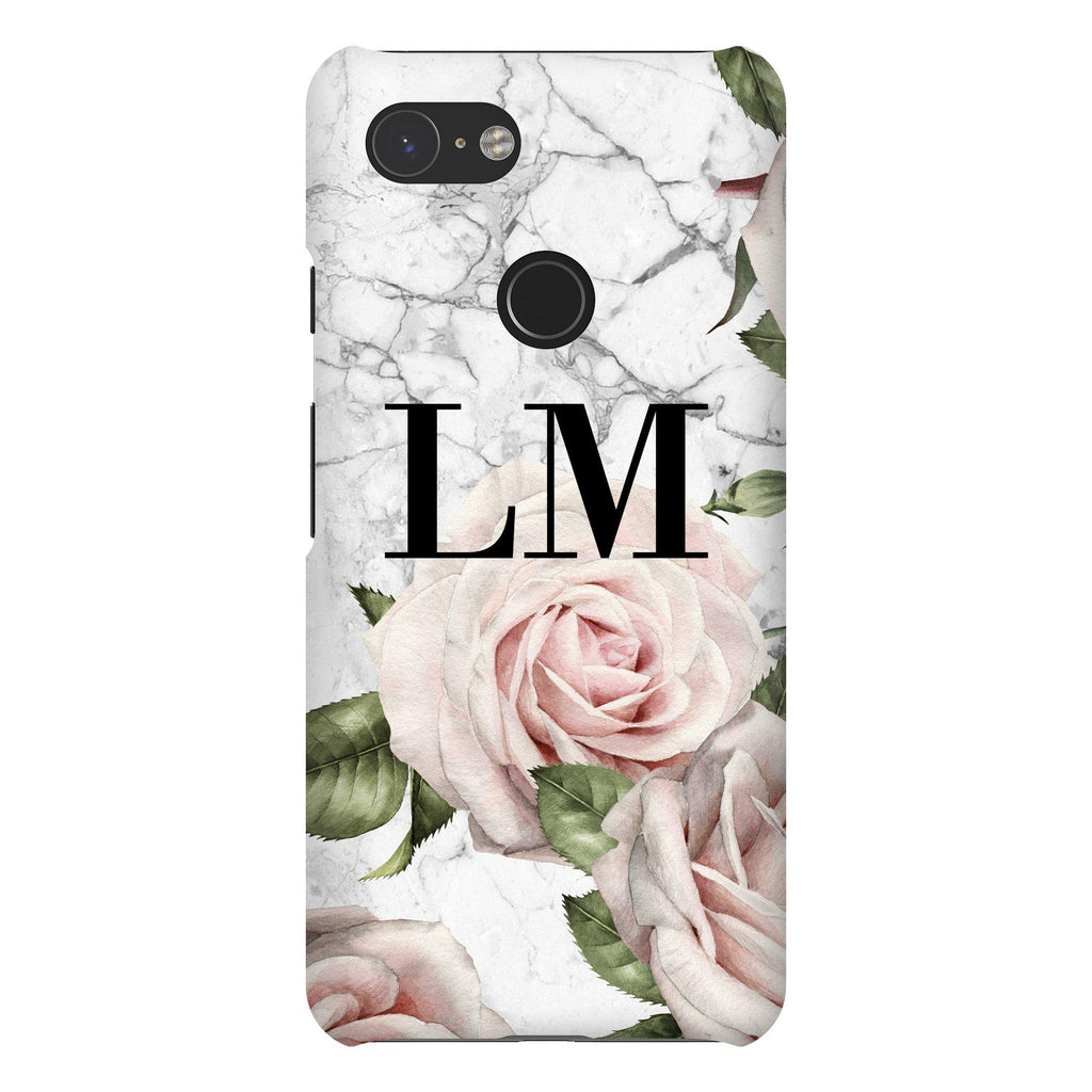 Personalised White Floral Marble Initials Google Pixel 3 Case