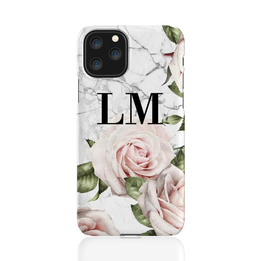 Personalised White Floral Marble Initials iPhone 11 Pro Case