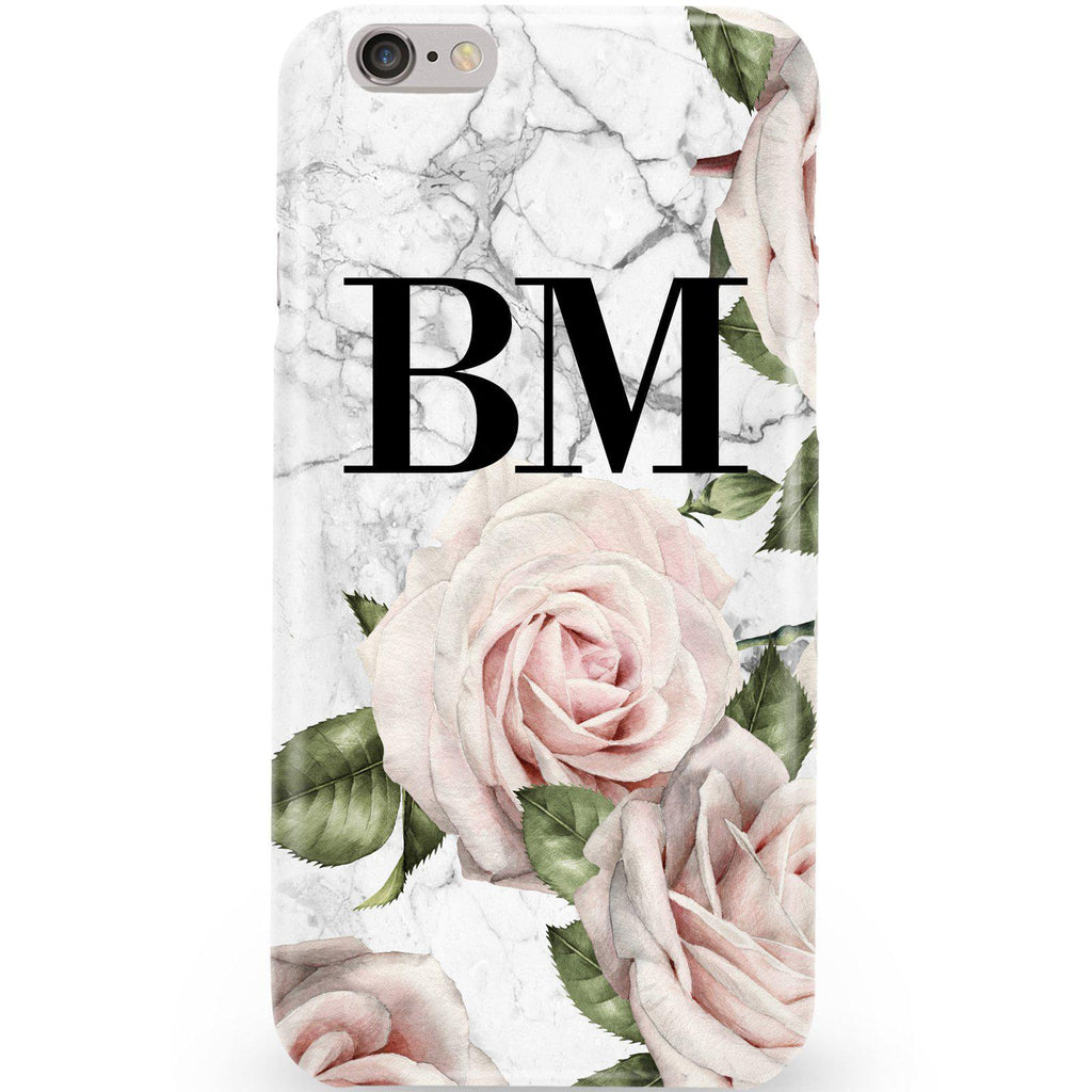 Personalised White Floral Marble Initials iPhone 6/6s Case