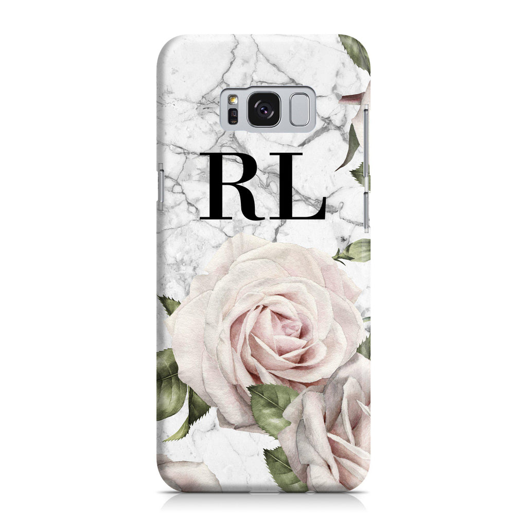 Personalised White Floral Marble Initials Samsung Galaxy S8 Plus Case