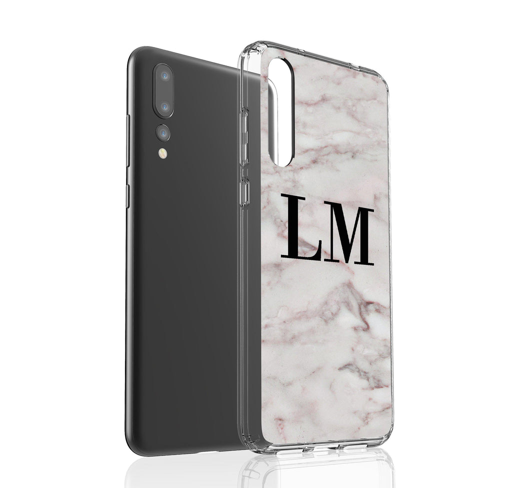 Personalised White Napoli Marble Initial Huawei P20 Pro Case