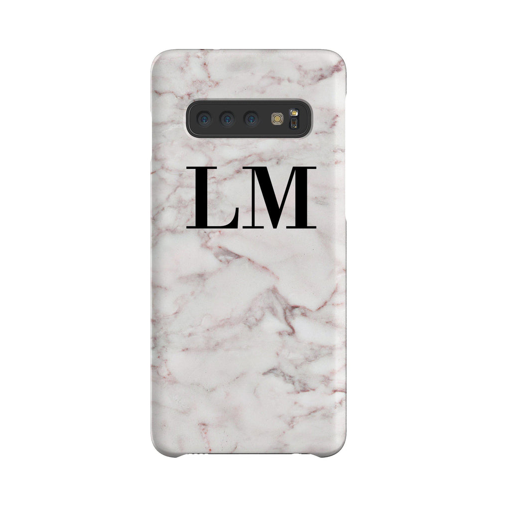 Personalised White Napoli Marble Initials Samsung Galaxy S10 Case