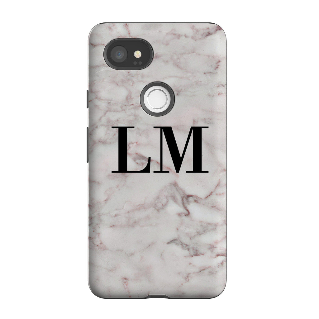 Personalised White Napoli Marble Initials Google Pixel 2 XL Case