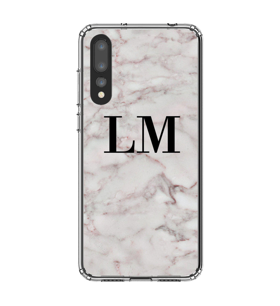Personalised White Napoli Marble Initial Huawei P20 Pro Case
