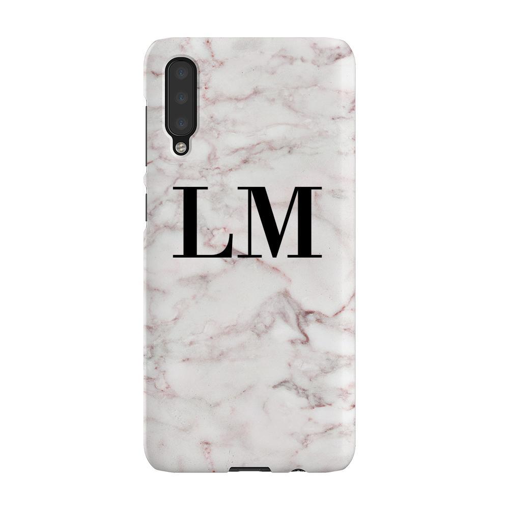 Personalised White Napoli Marble Initials Samsung Galaxy A50 Case