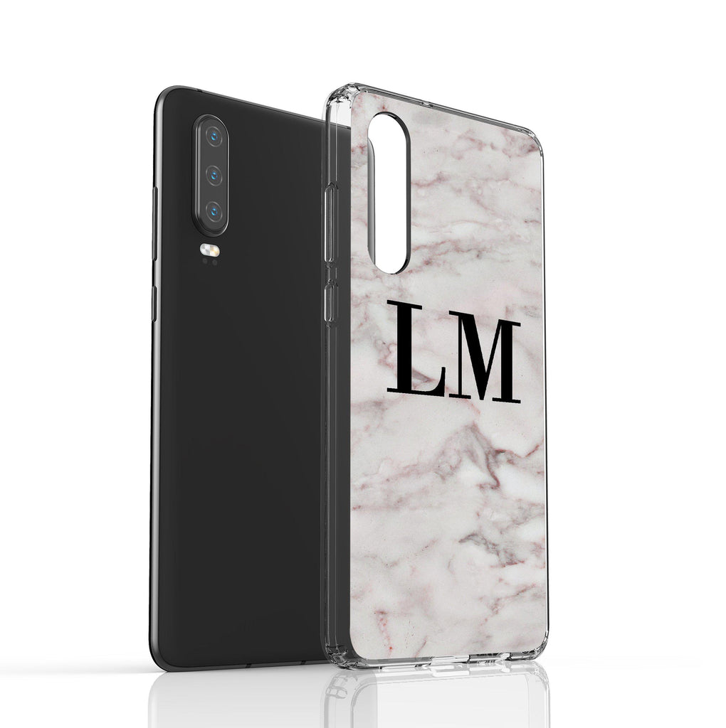 Personalised White Napoli Marble Initials Huawei P30 Case