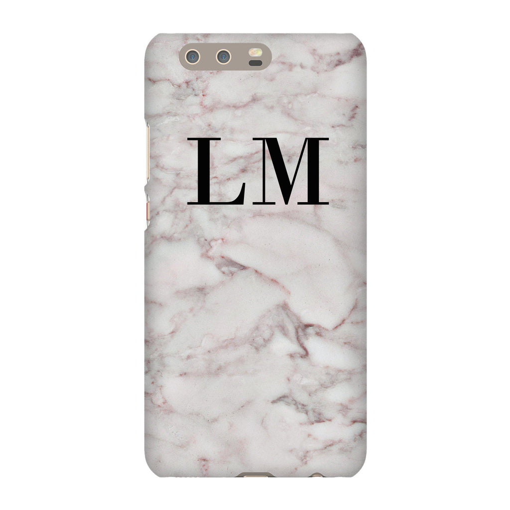 Personalised White Napoli Marble Initials Huawei P10 Plus Case