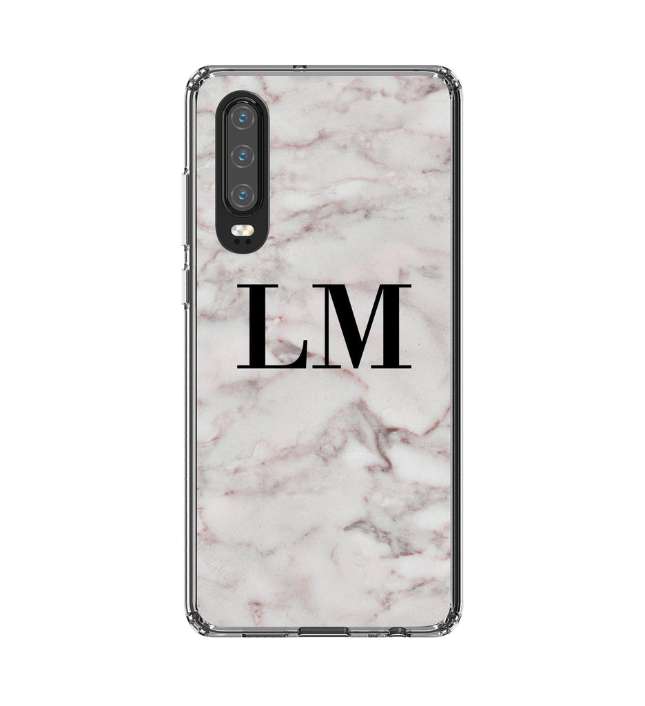 Personalised White Napoli Marble Initials Huawei P30 Case