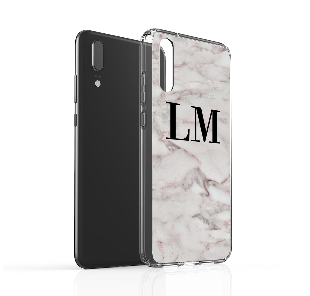 Personalised White Napoli Marble Initials Huawei P20 Case