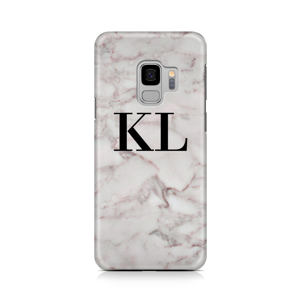 Personalised White Napoli Marble Initials Samsung Galaxy S9 Case