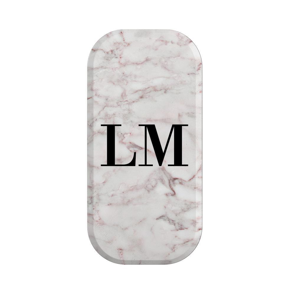 Personalised White Napoli Marble Initials Clickit Phone grip